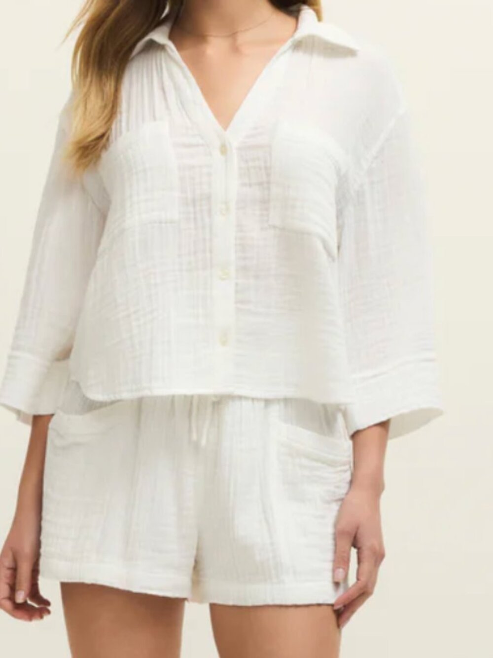 Helena Airy Gauze Button Up - Small